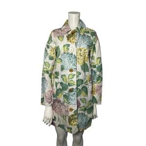 Anthropologie Hydrangea Floral Linen Cotton Lightweight Coat Jacket Women’s S